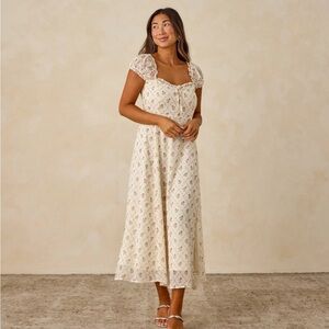 Elegant Cream Floral Dress